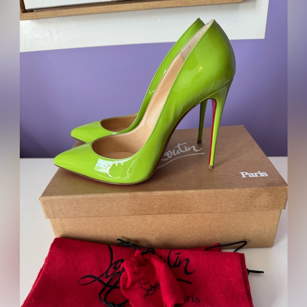 Christian Louboutin Lime Green Pigalle follies 100 Stiletto Heels - Picture 14 of 16